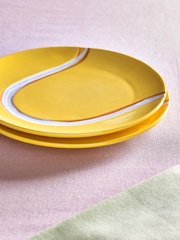 Novogratz Set of 2 Yellow Tennis Side Plates - Image 2 of 3