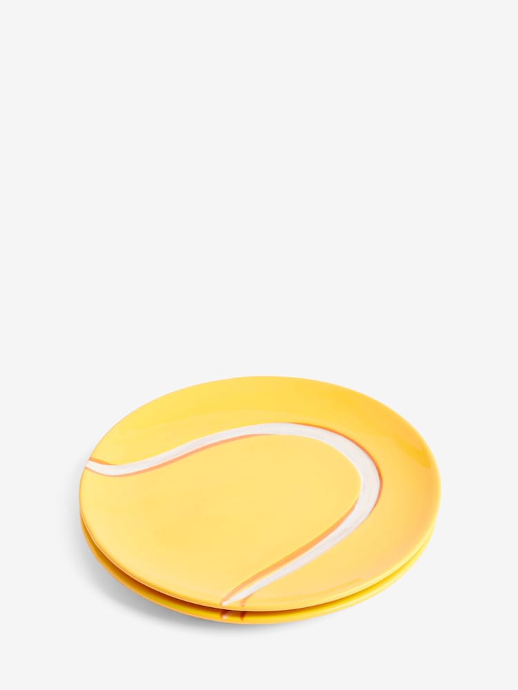 Novogratz Set of 2 Yellow Tennis Side Plates - Image 3 of 3