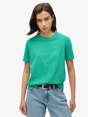 Superdry Green Punch Cooper Tonal Logo Relaxed 100% Cotton T-Shirt - Image 1 of 5