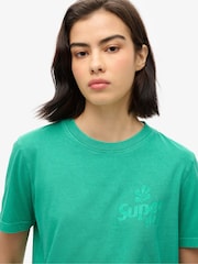 Superdry Green Punch Cooper Tonal Logo Relaxed 100% Cotton T-Shirt - Image 2 of 5