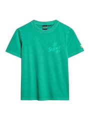 Superdry Green Punch Cooper Tonal Logo Relaxed 100% Cotton T-Shirt - Image 4 of 5