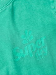 Superdry Green Punch Cooper Tonal Logo Relaxed 100% Cotton T-Shirt - Image 5 of 5