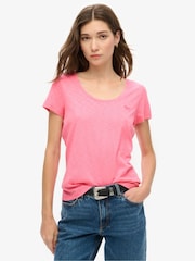 Superdry Pink Carnation Scoop Neck 100% Cotton T-Shirt - Image 1 of 5