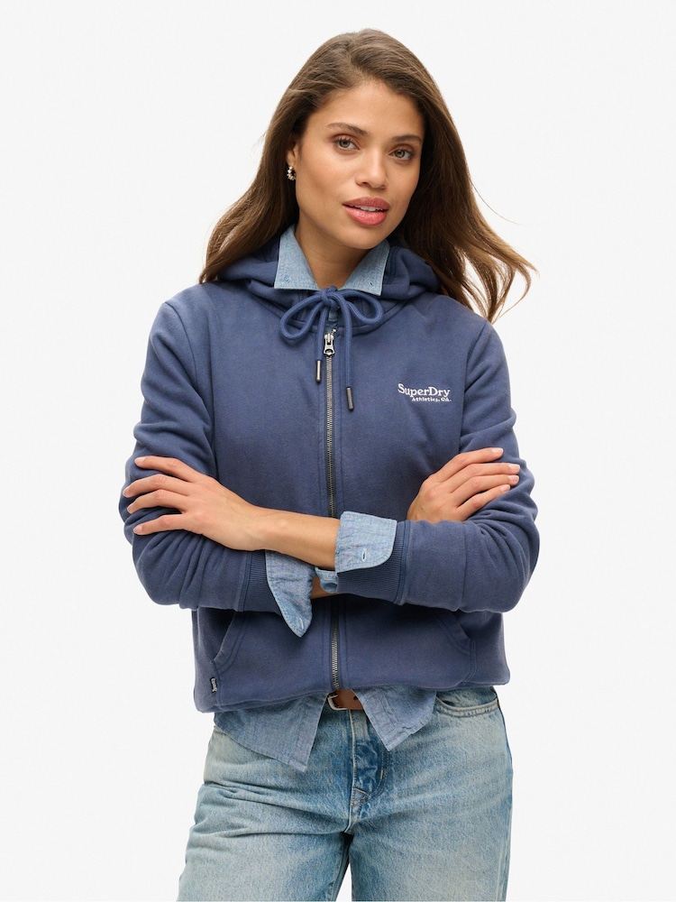 Superdry Navy blue Essential Logo Zip Hoodie - Image 1 of 4