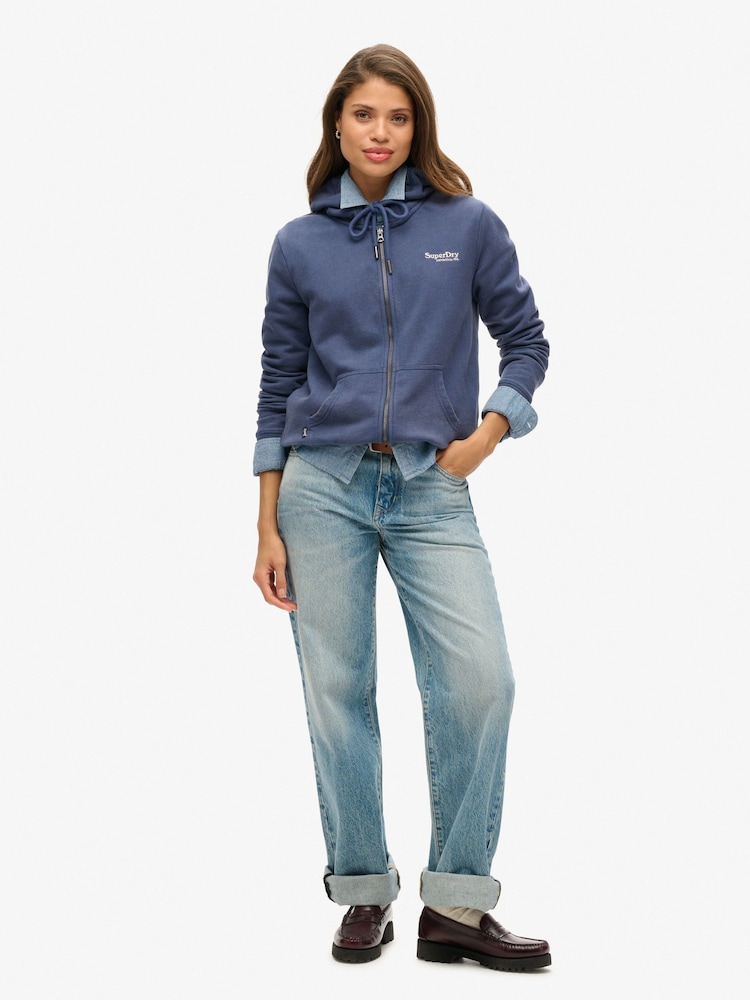 Superdry Navy blue Essential Logo Zip Hoodie - Image 2 of 4