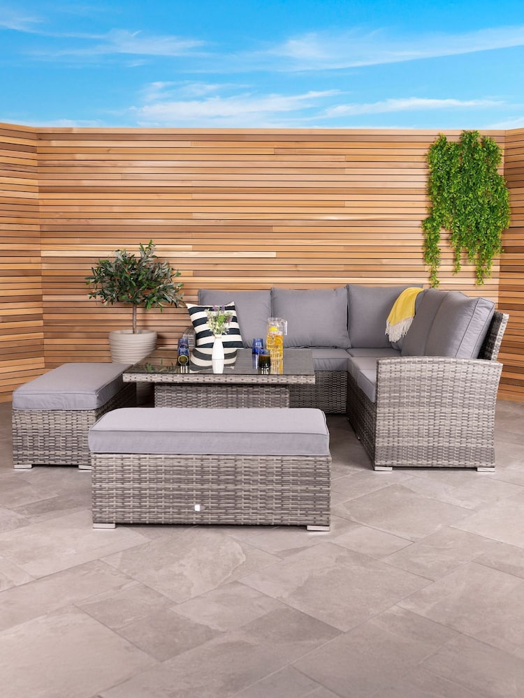 Charles Bentley Grey Garden Multifunctional Contemporary Rattan 8 Seater Lounge Set - Image 1 of 6