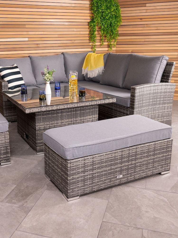 Charles Bentley Grey Garden Multifunctional Contemporary Rattan 8 Seater Lounge Set - Image 2 of 6