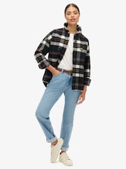 Superdry Chocolate/Black Check Check Flannel 100% Cotton Overshirt - Image 2 of 3