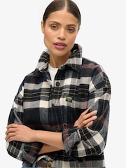 Superdry Chocolate/Black Check Check Flannel 100% Cotton Overshirt - Image 3 of 3