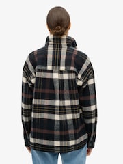 Superdry Chocolate/Black Check Check Flannel 100% Cotton Overshirt - Image 4 of 4