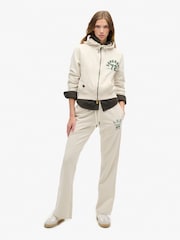Superdry Turtledove Cream 100% Cotton Athletic Relaxed Crop Zip Hoodie - Image 3 of 6