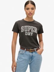 Superdry Bison Black Slub Athletic Graphic Fitted 100% Cotton T-Shirt - Image 1 of 7