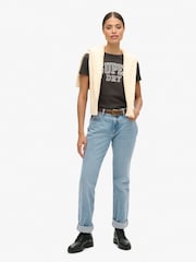 Superdry Bison Black Slub Athletic Graphic Fitted 100% Cotton T-Shirt - Image 5 of 7