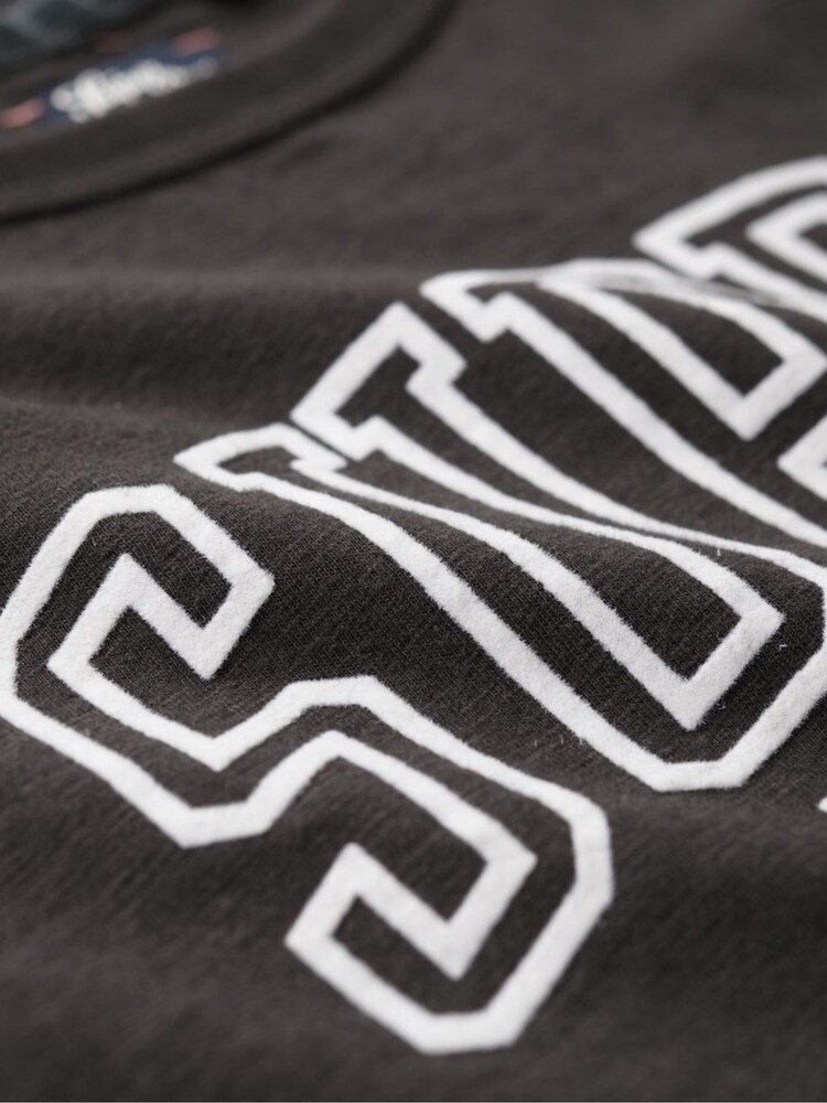 Superdry Bison Black Slub Athletic Graphic Fitted 100% Cotton T-Shirt - Image 7 of 7 Superdry Bison Black Slub Athletic Graphic Fitted 100% Cotton T-Shirt - Image 7 of 7