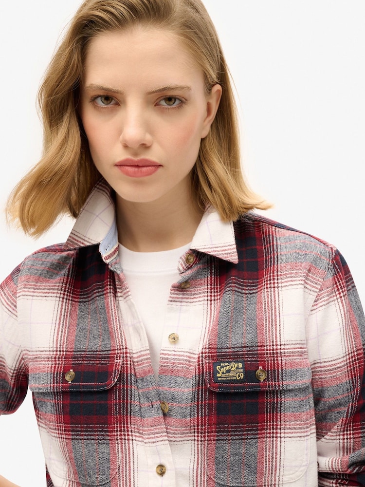 Красный/Светло-зеленый - Superdry 100% Хлопок Lumberjack Check Flannel рубашки - Image 2 of 6