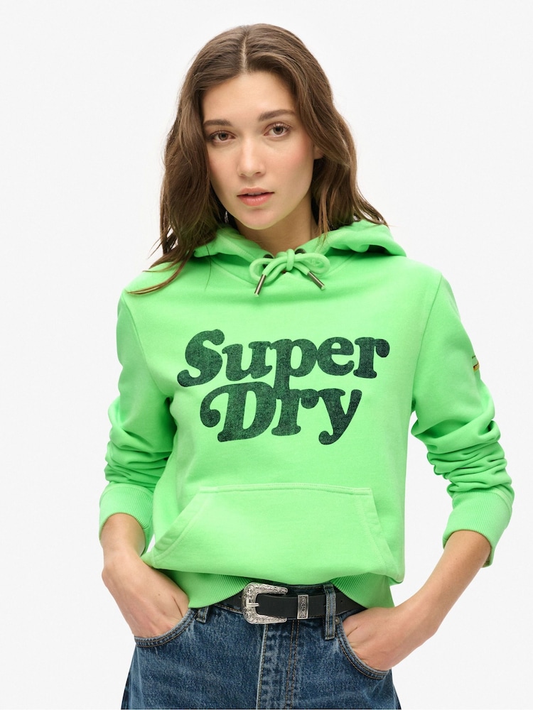 Superdry Neo Mint Green Cooper Tonal Logo 100% Cotton Hoodie - Image 1 of 6