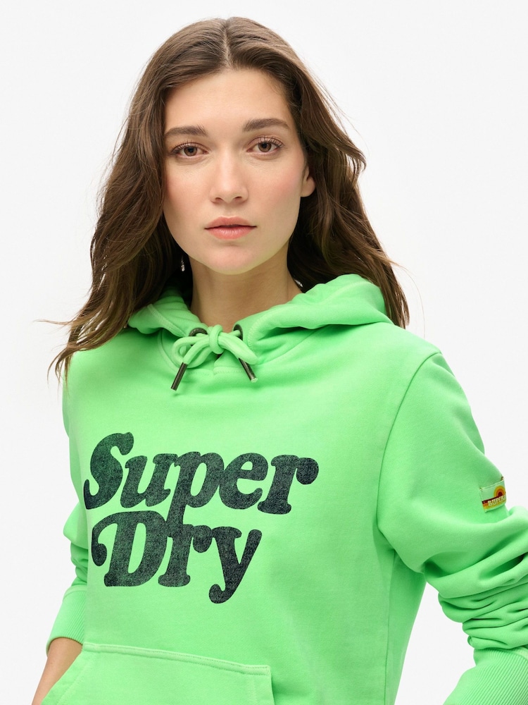 Superdry Neo Mint Green Cooper Tonal Logo 100% Cotton Hoodie - Image 3 of 6