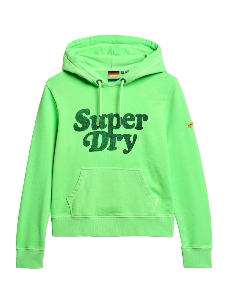 Superdry Neo Mint Green Cooper Tonal Logo 100% Cotton Hoodie - Image 4 of 6