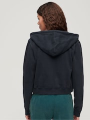 Superdry Eclipse Navy 100% Cotton Athletic Relaxed Crop Zip Hoodie - Image 2 of 6