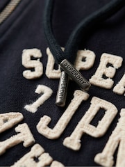Superdry Eclipse Navy 100% Cotton Athletic Relaxed Crop Zip Hoodie - Image 5 of 6
