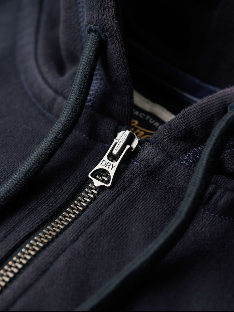 Superdry Eclipse Navy 100% Cotton Athletic Relaxed Crop Zip Hoodie - Image 6 of 6