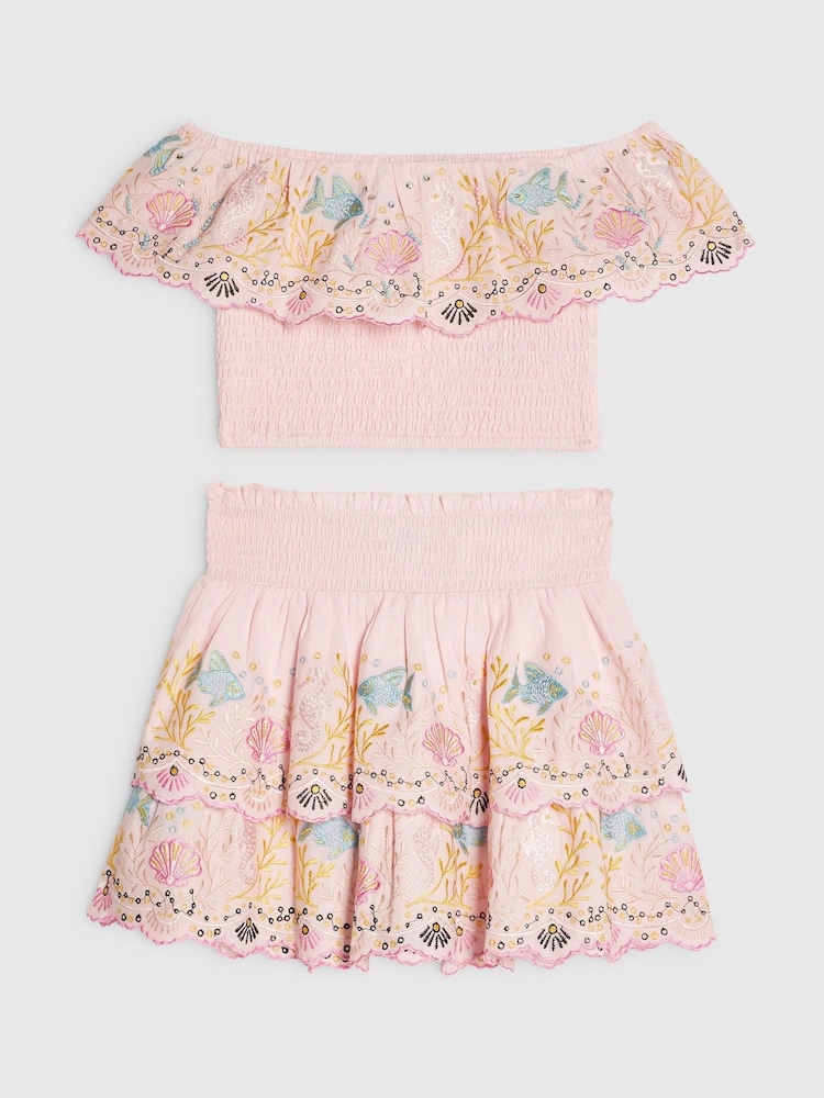 River Island Pink Beaded Seahorse Top & Skirt Set - Image 1 of 4 River Island Pink Beaded Seahorse Top & Skirt Set - Image 1 of 4