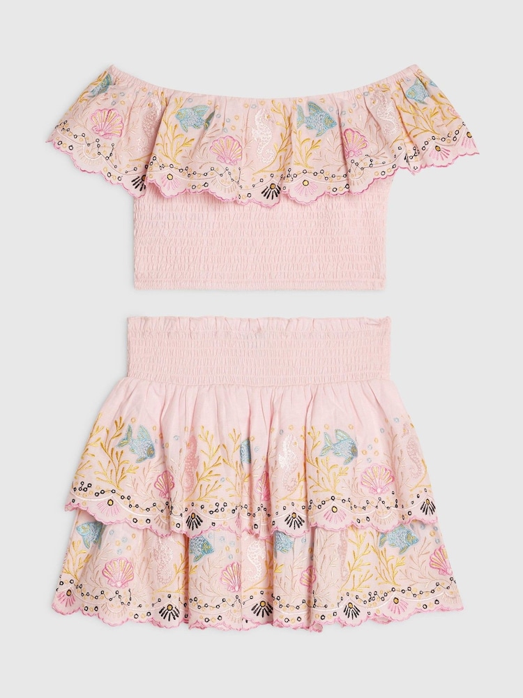 River Island Pink Beaded Seahorse Top & Skirt Set - Image 2 of 4 River Island Pink Beaded Seahorse Top & Skirt Set - Image 2 of 4
