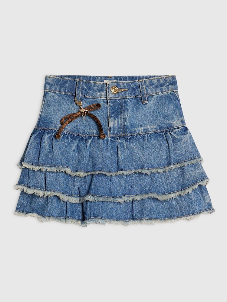 River Island Blue Rara Skirt with Bow Charm - Image 1 of 4 River Island Blue Rara Skirt with Bow Charm - Image 1 of 4