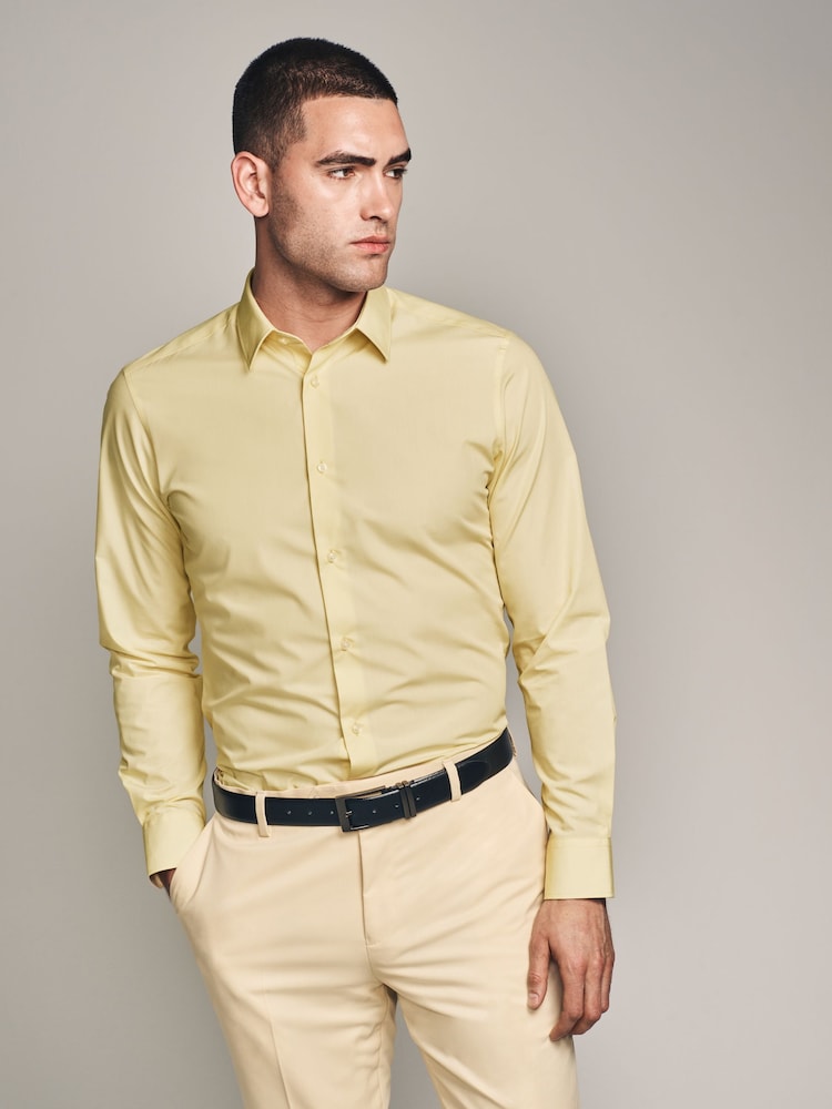 Yellow Easy Care Single Cuff Shirt - Image 1 of 8