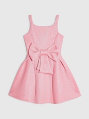 River Island Pink Glitter Bow Dress - Image 1 of 4