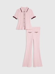 River Island Pink Peplum Top & Kickflare Set - Image 1 of 5