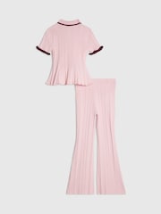 River Island Pink Peplum Top & Kickflare Set - Image 2 of 5