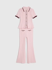 River Island Pink Peplum Top & Kickflare Set - Image 3 of 5
