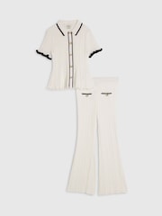 River Island Cream Peplum Top & Kickflare Set - Image 1 of 4