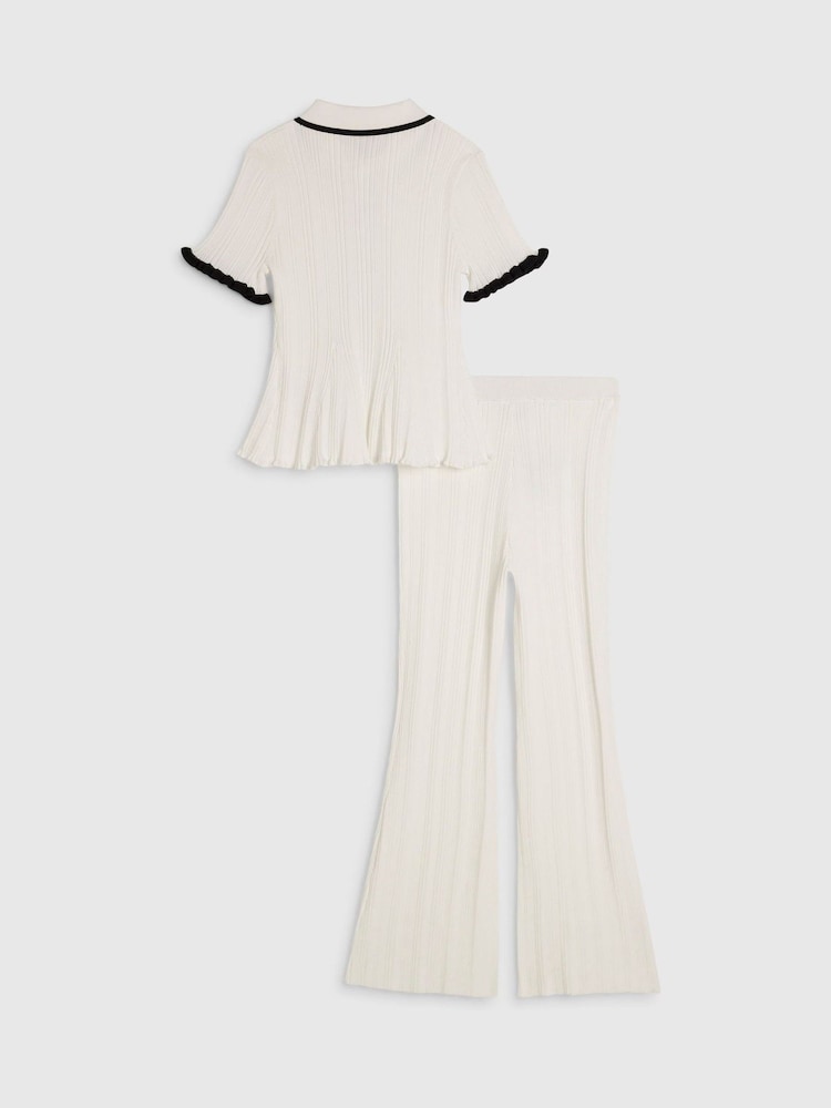 River Island Cream Peplum Top & Kickflare Set - Image 2 of 4 River Island Cream Peplum Top & Kickflare Set - Image 2 of 4