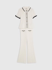 River Island Cream Peplum Top & Kickflare Set - Image 3 of 4