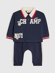 River Island Blue Varsity Badge Top & Joggers Set - Image 3 of 5