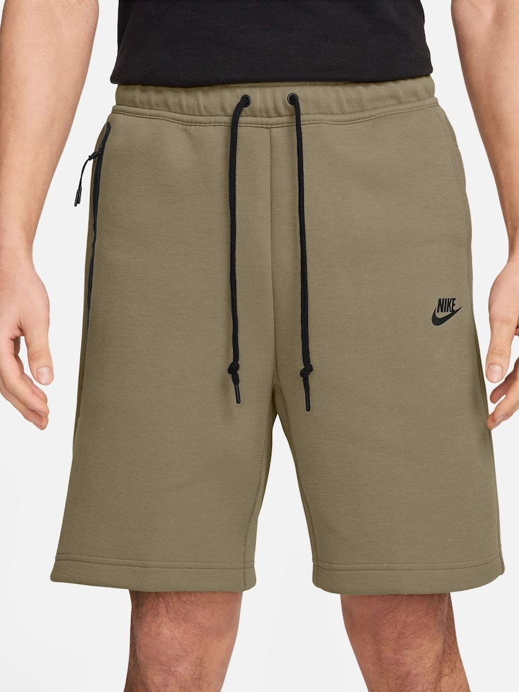 Nike Neutral Olive Tech Fleece Shorts - Image 1 of 4 Nike Neutral Olive Tech Fleece Shorts - Image 1 of 4