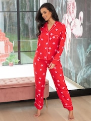 Pour Moi Red Luxe Woven Twill Pyjamas Set - Image 2 of 8