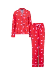 Pour Moi Red Luxe Woven Twill Pyjamas Set - Image 6 of 8