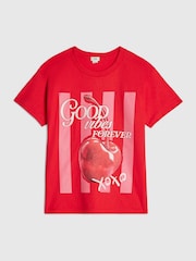 تيشرت Good Vibes برسمة كرز من River Island - صورة 1 من 4