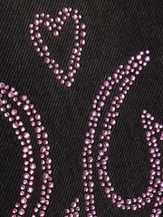 River Island Black Hotfix Angel Wing Straight Lega Jeans - Image 3 of 4