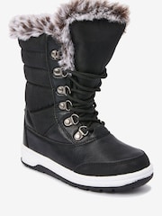 Schwarz - Wasserfeste Schneestiefel mit warmen Fellimitatfutter - Bild 2 von 5