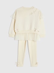 River Island Cream Tulle Bow Top & Leggings Set - Image 2 of 4