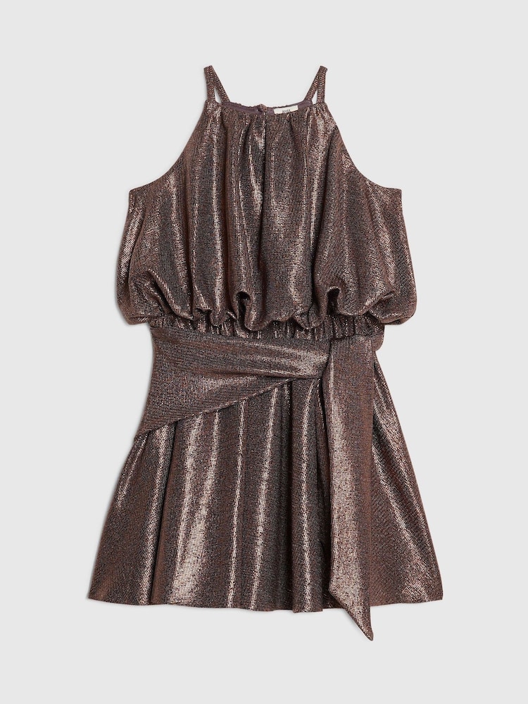 River Island Brown Halter Plisse Dress - Image 1 of 4 River Island Brown Halter Plisse Dress - Image 1 of 4