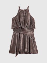 River Island Brown Halter Plisse Dress - Image 2 of 4
