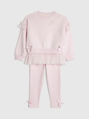 River Island Pink Tulle Bow Top & Leggings Set - Image 3 of 4