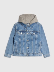 River Island Blue Hooded Denim Jacket - Image 1 of 5