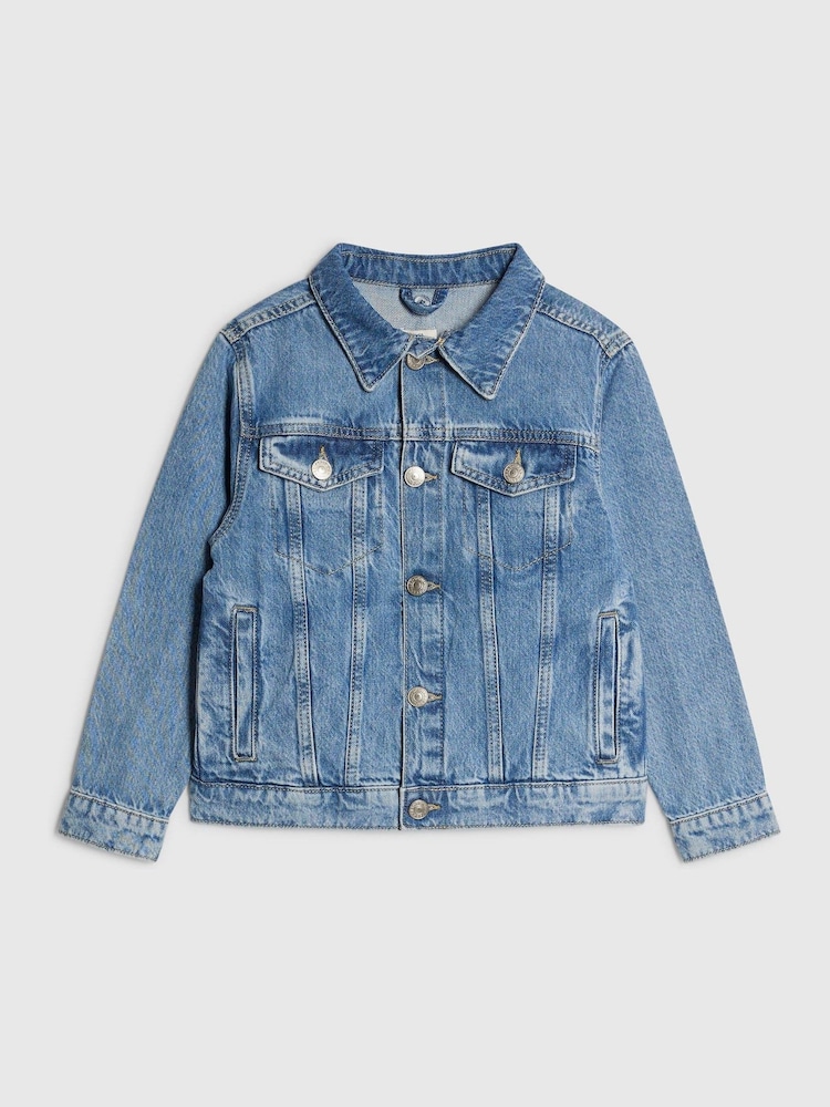 River Island Blue Hooded Denim Jacket - Image 2 of 5