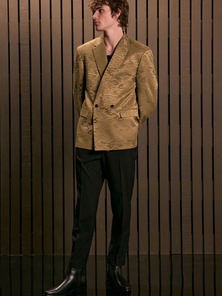 Gold EDIT Relaxed Leopard Print Tuxedo Blazer - Image 2 of 13